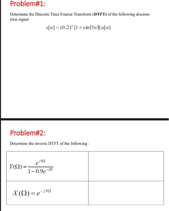 Solved Problem#1: Determine The Discrete Time Fourier | Chegg.com