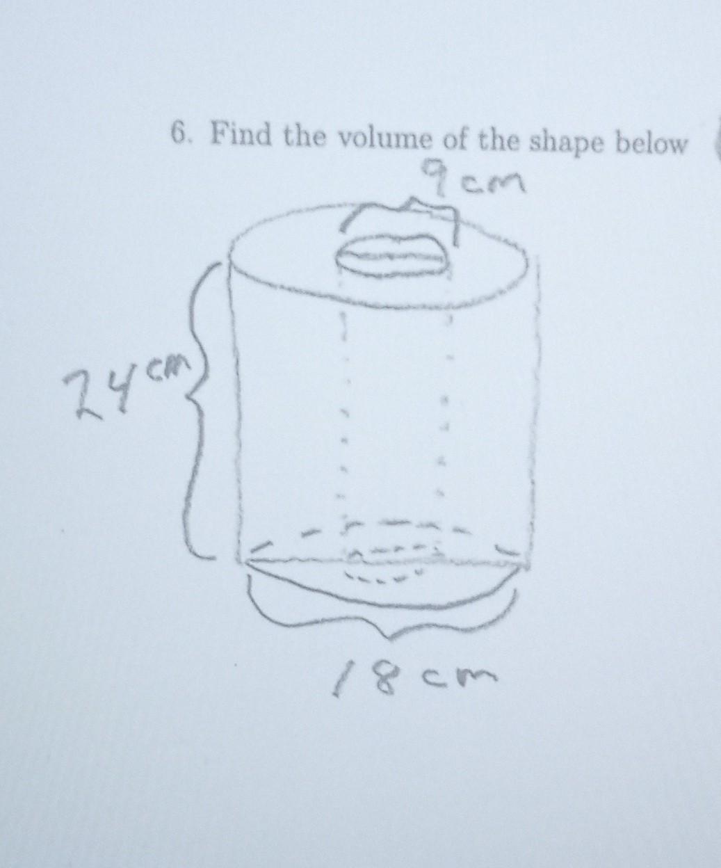 Solved 6. Find the volume of the shape below | Chegg.com