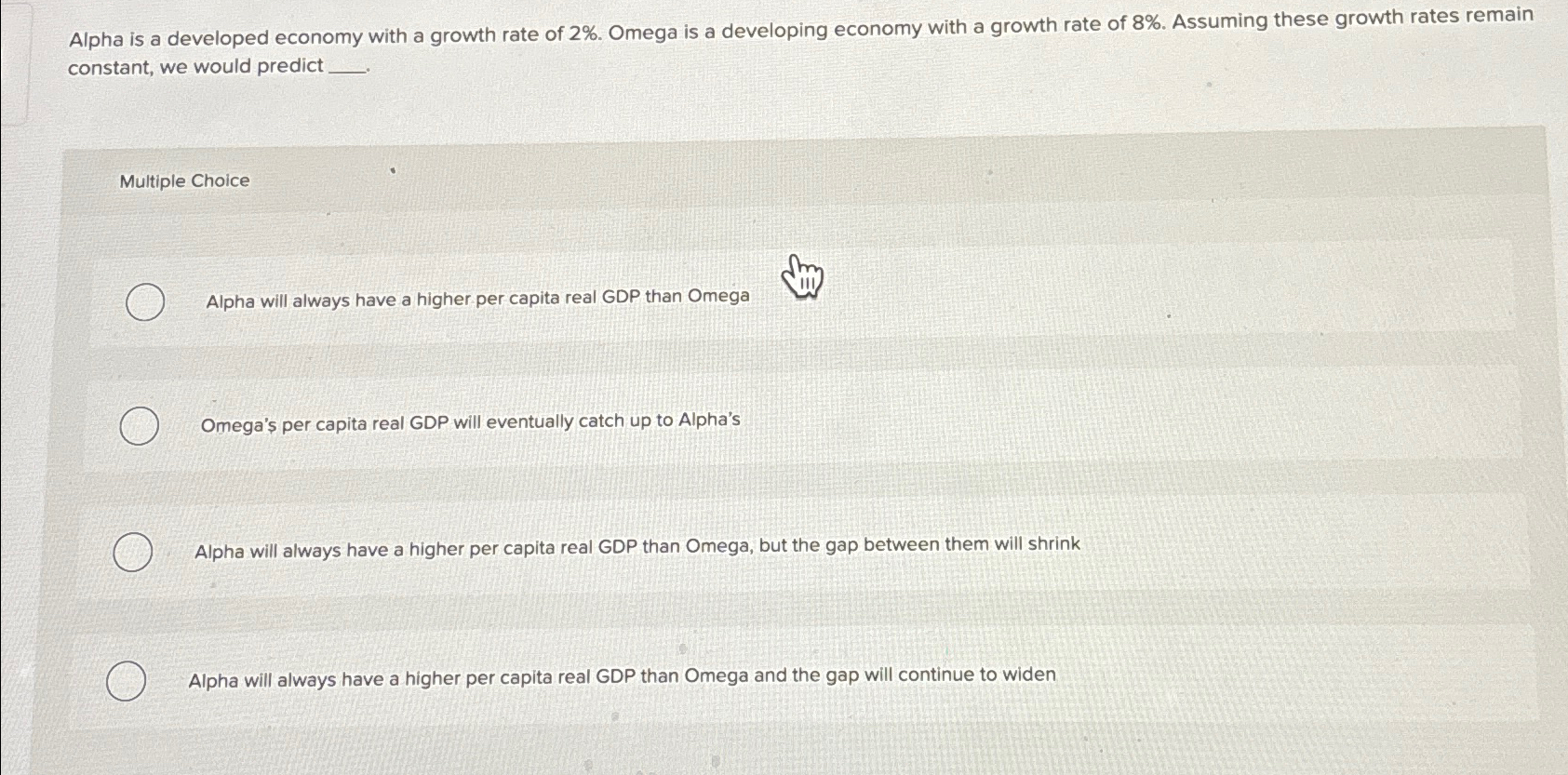 Solved Alpha is a developed economy with a growth rate of Chegg