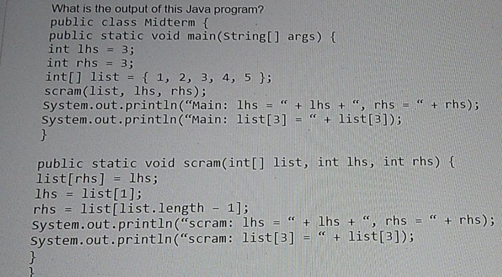 Solved What is the output of this Java program? public class | Chegg.com