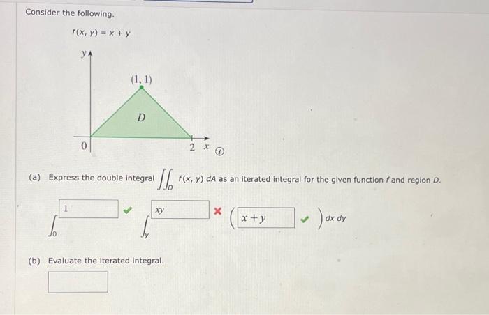 Solved Consider The Following F X Y X Y Ya 1 1 D 0