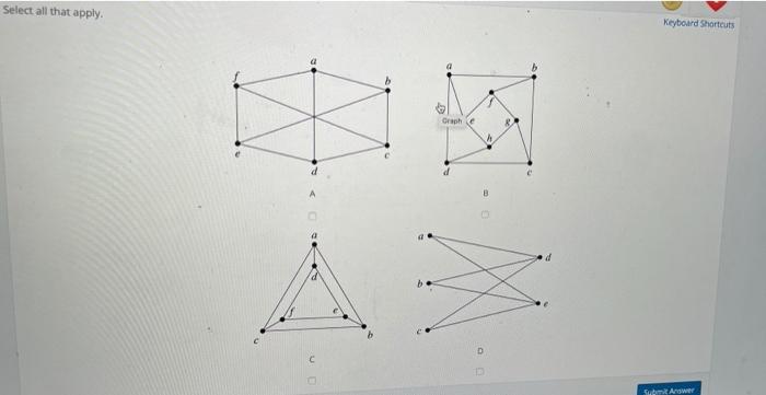 Solved Select all that apply. Keyboard Shortcuts Graph 4 В D | Chegg.com