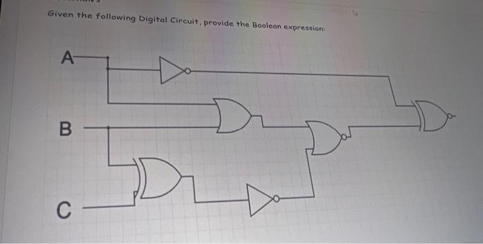 Solved Given the following Digital Circuit, provide the | Chegg.com