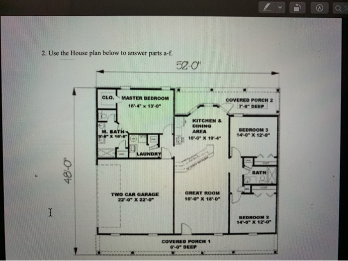 Solved 2 Use The House Plan Below To Answer Parts A F 52 0 Chegg Com