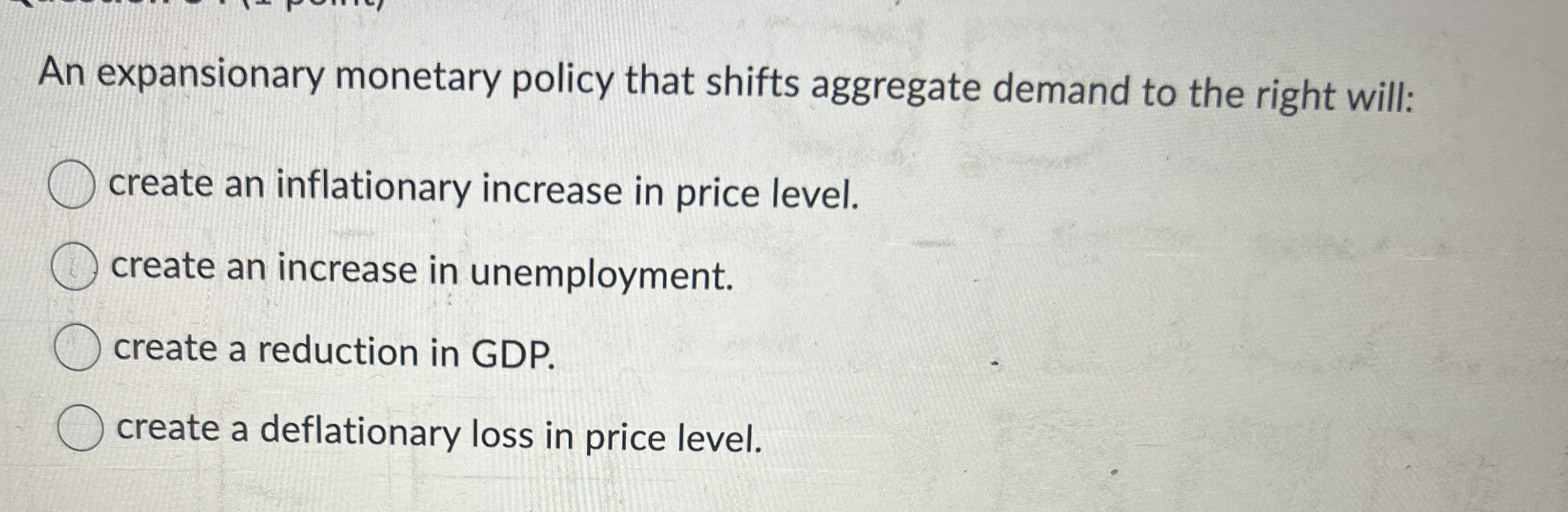 Solved An expansionary monetary policy that shifts aggregate | Chegg.com