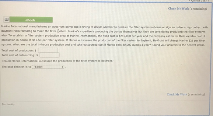 Solved Check My Work (1 remaining) eBook Marine | Chegg.com