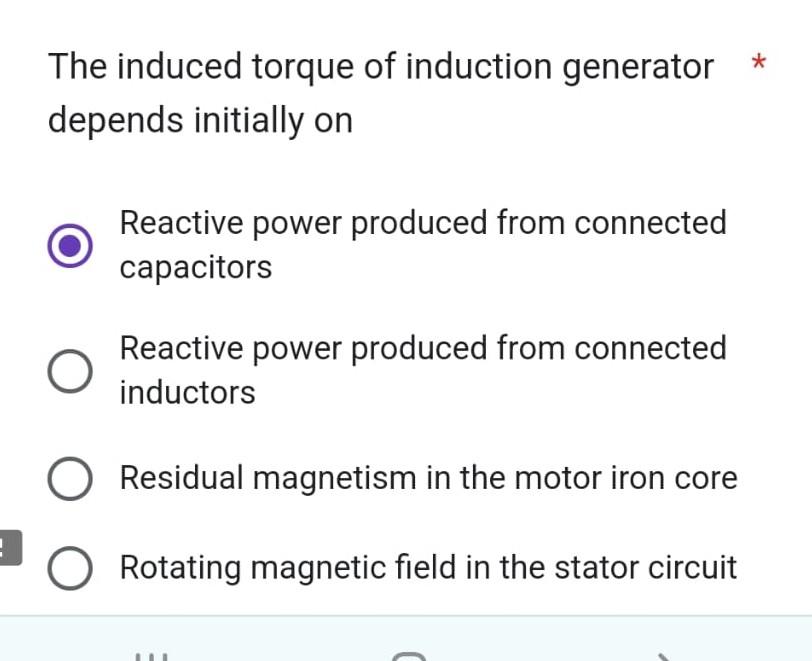 Solved The induced torque of induction generator depends | Chegg.com