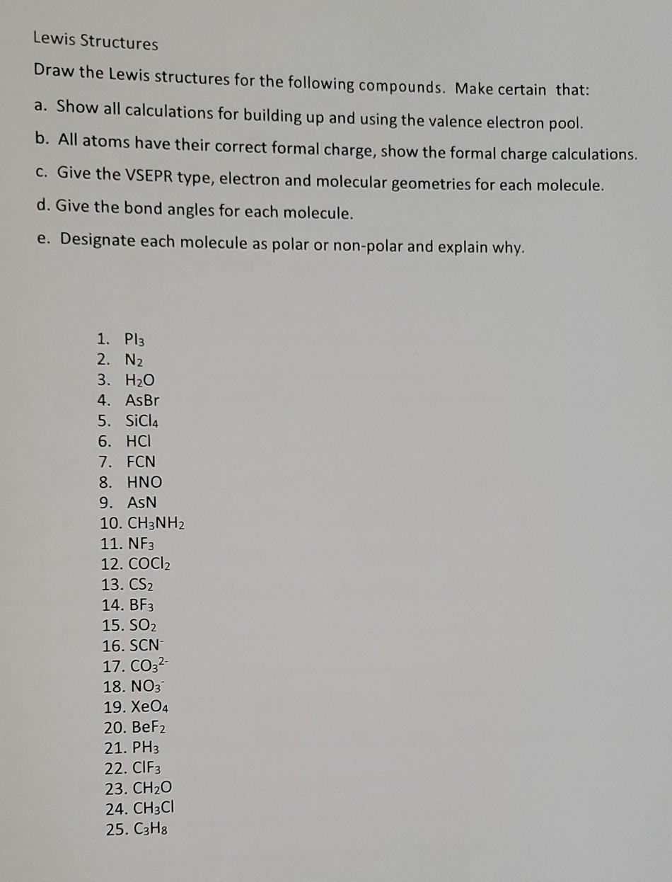 Solved Lewis Structures Draw the Lewis structures for the | Chegg.com