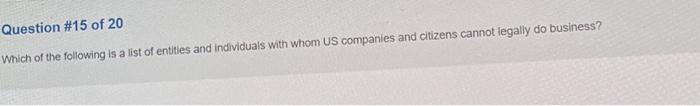 Solved Question \#15 of 20 Which of the following is a list | Chegg.com