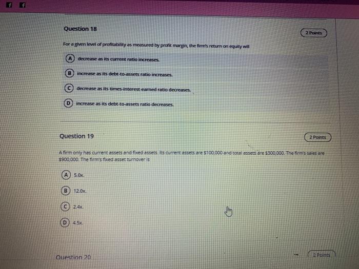 Solved Question 18 2 Points For a given level of | Chegg.com