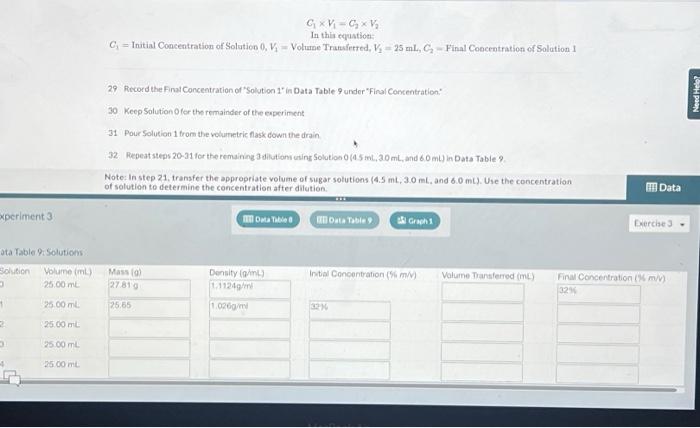 experiment 3 data table 9 solutions