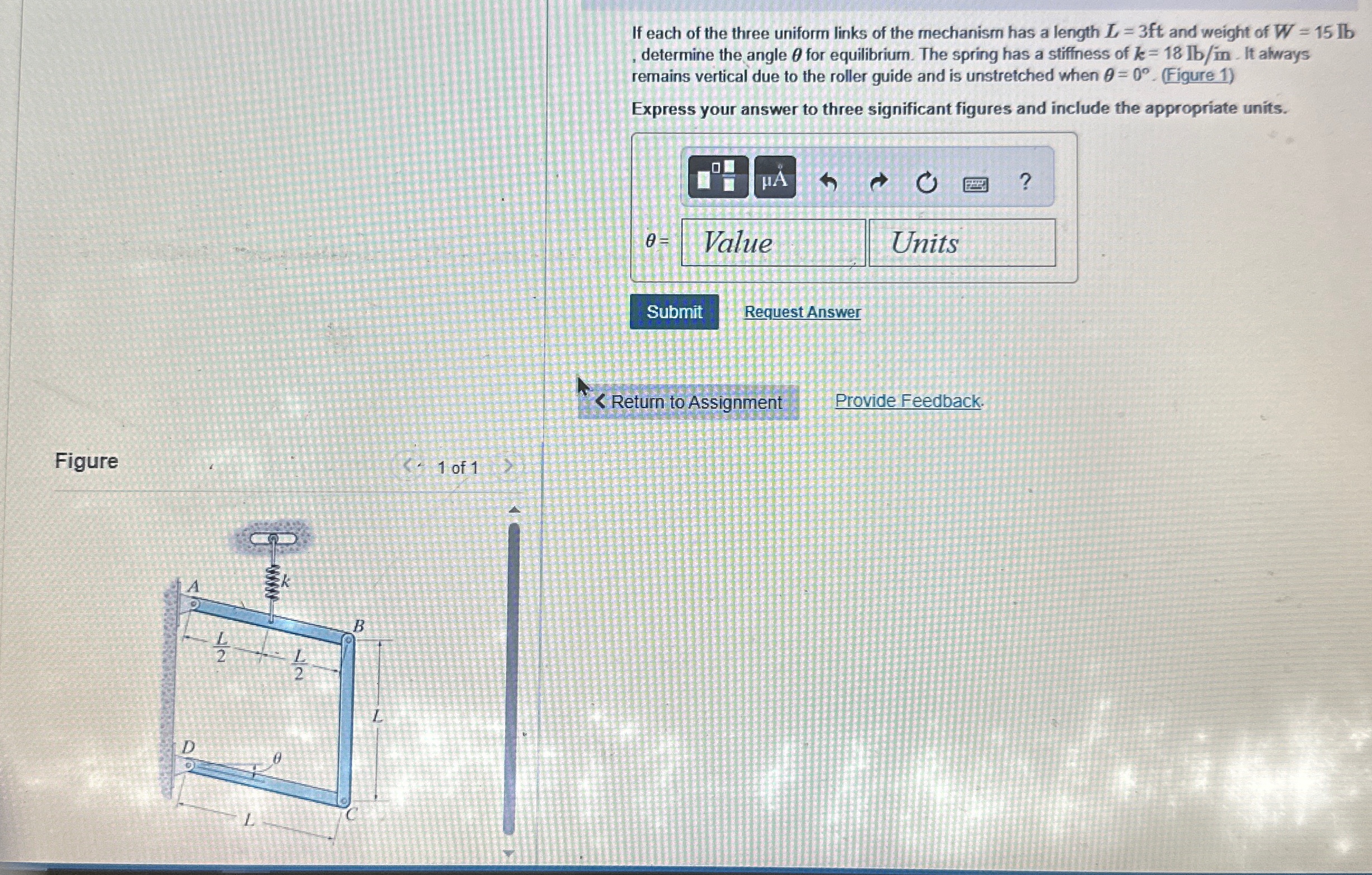 Solved If each of the three uniform links of the mechanism | Chegg.com