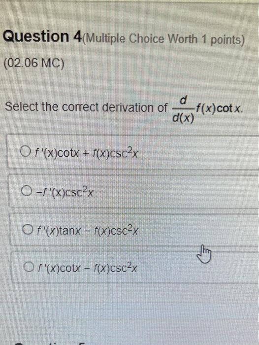 Solved Question 4(Multiple Choice Worth 1 points) (02.06 MC) | Chegg.com