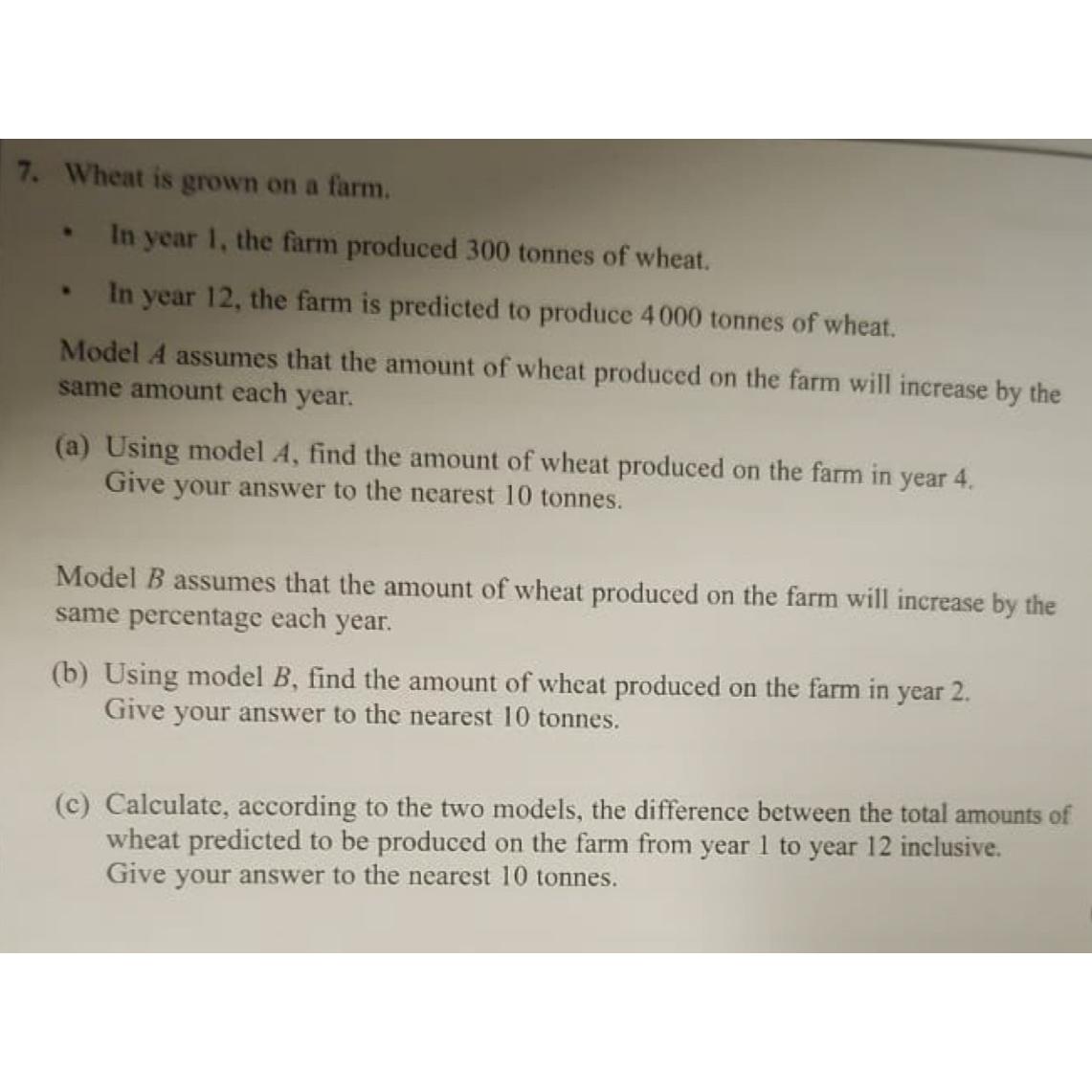 Solved Wheat is grown on a farm.In year 1, ﻿the farm