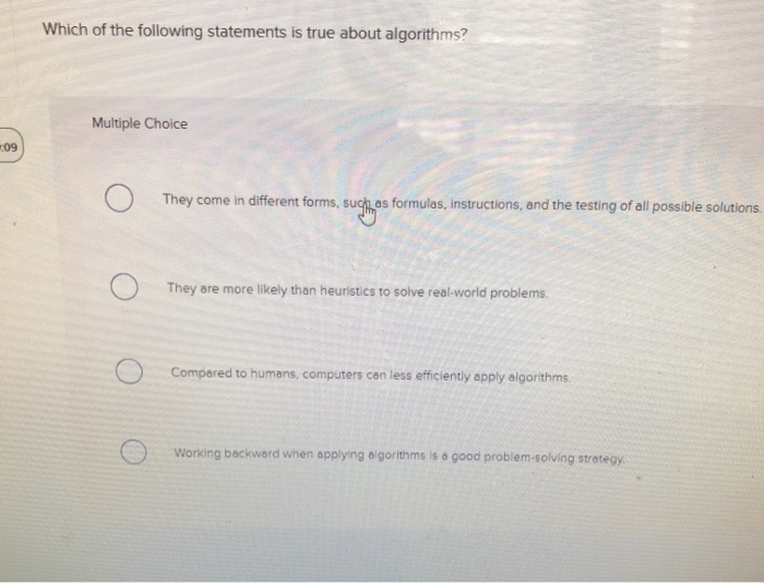 Which Of The Following Statements Is True About Algorithms Solved Which of the following statements is true about | Chegg.com