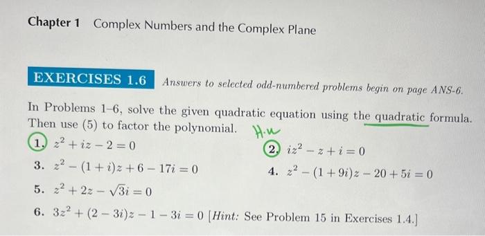 Solved Chapter 1 Complex Numbers and the Complex Plane | Chegg.com