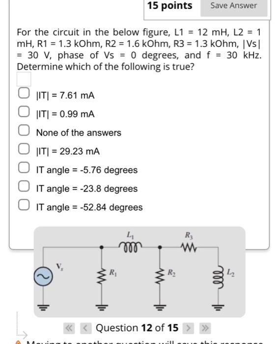 Solved For the circuit in the below figure, L1 = 12 mH, L2 = | Chegg.com