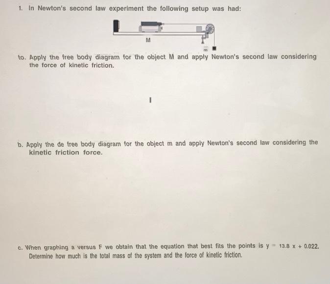 1. In Newton's second law experiment the following | Chegg.com