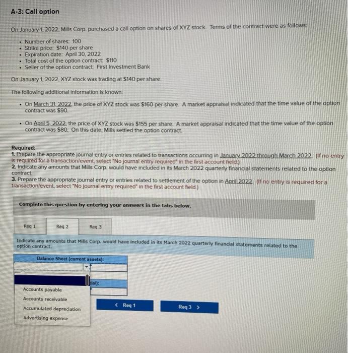 Solved A Homework A3 Call option On January 1, 2022. Mais