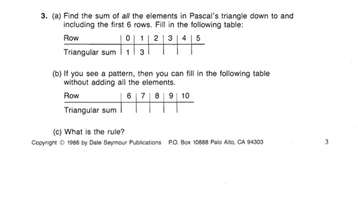 Solved 3. (a) Find the sum of all the elements in Pascal's | Chegg.com