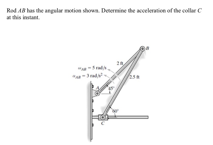 Solved Rod AB has the angular motion shown. Determine the | Chegg.com