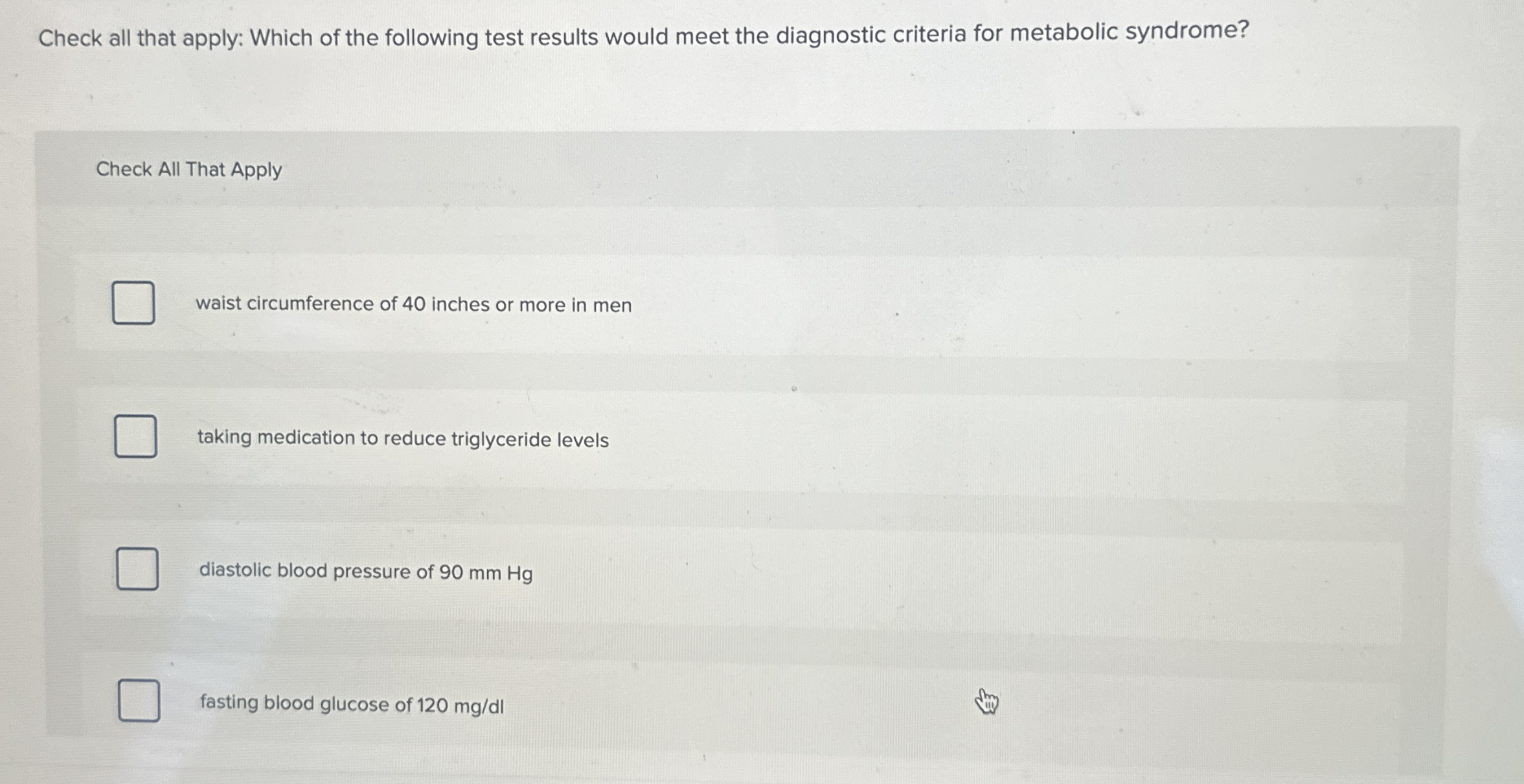 Solved Check all that apply: Which of the following test | Chegg.com