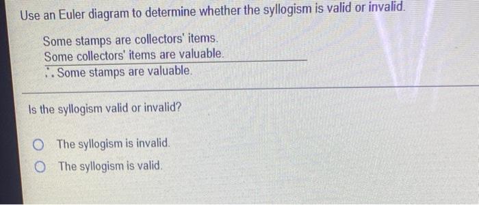 Solved Use an Euler diagram to determine whether the | Chegg.com