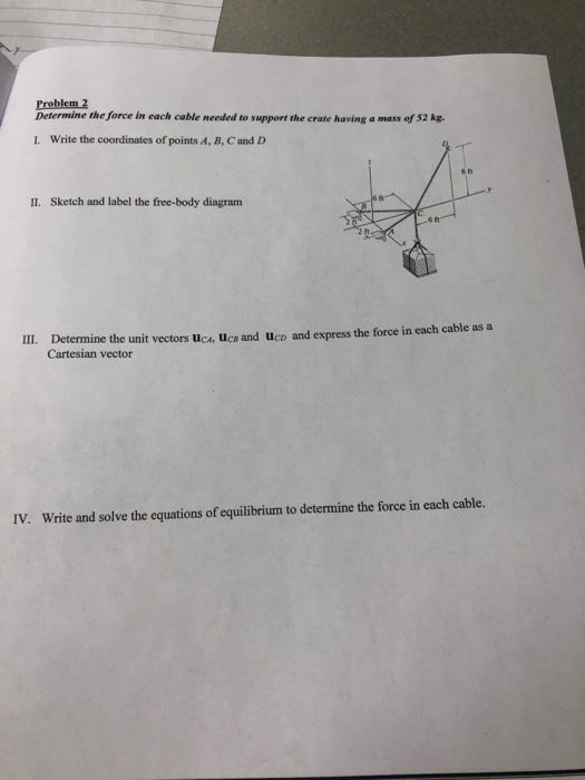 Solved Problem 2 Determine the force in each cable needed to | Chegg.com