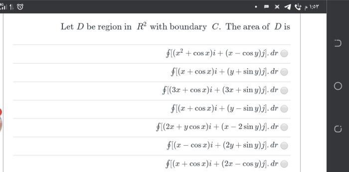 Solved 1:۵۳ Let D be region in R² with boundary C. The area | Chegg.com