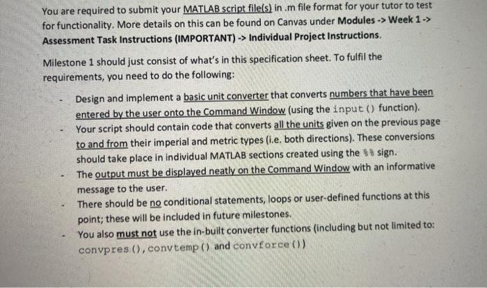 Solved Milestone 1: A Simple Unit Conversion Program In this | Chegg.com