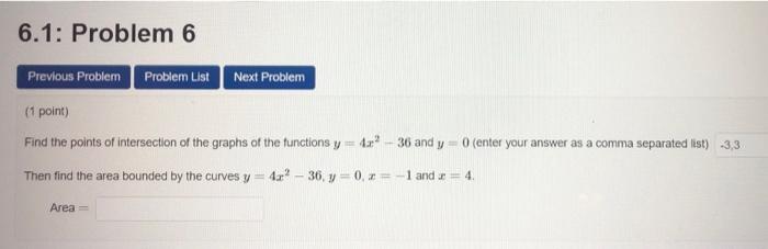Solved 6.1: Problem 6 Previous Problem Problem List Next | Chegg.com