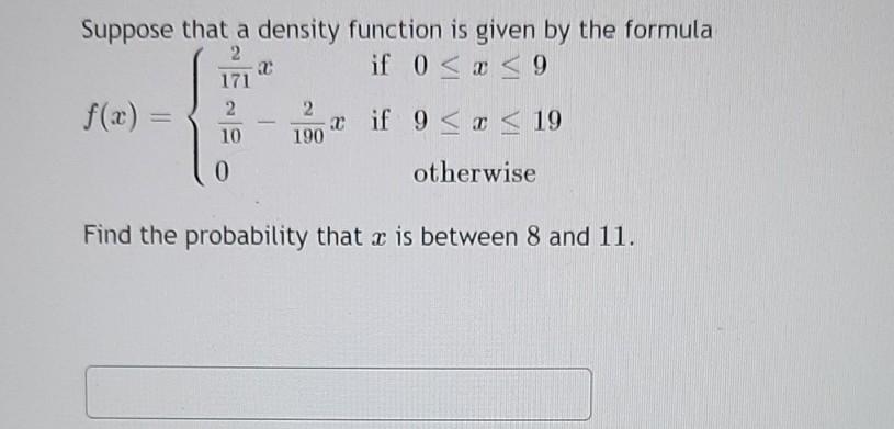 Solved Suppose that a density function is given by the | Chegg.com