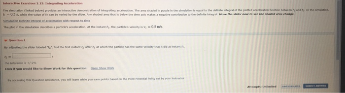 Solved Interactive Exercises 2.13. Integrating Acceleration | Chegg.com