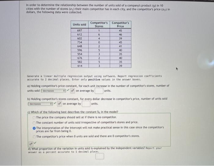 Solved In Order To Determine The Relationship Between The | Chegg.com