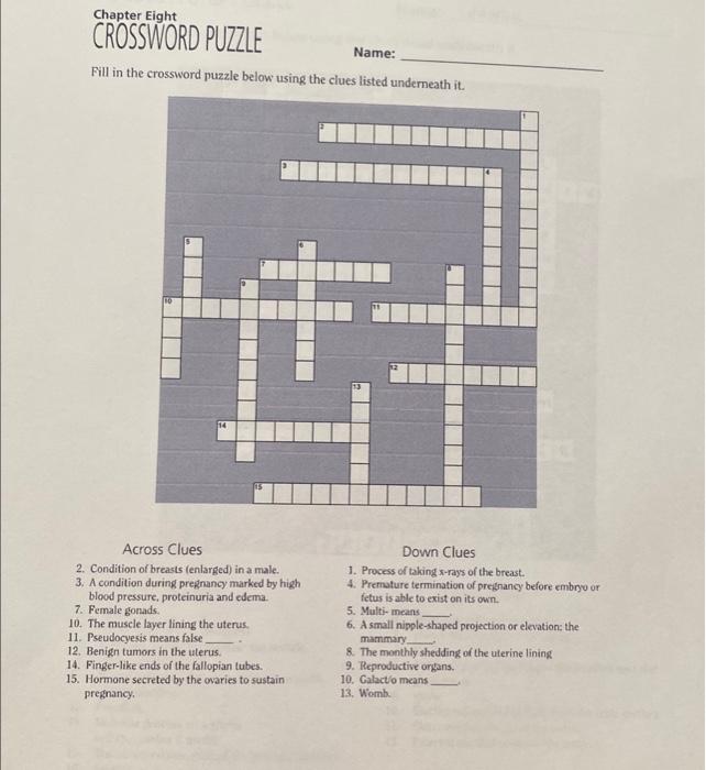 Solved Fill in the crossword puzzle below using the clues | Chegg.com