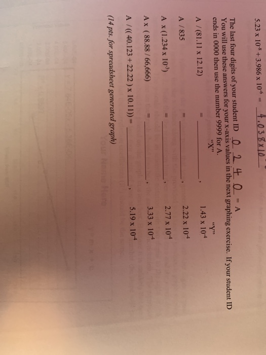 Solved 5.23 x 108 + 3.986 x 10 = 4.038X10 The last four | Chegg.com