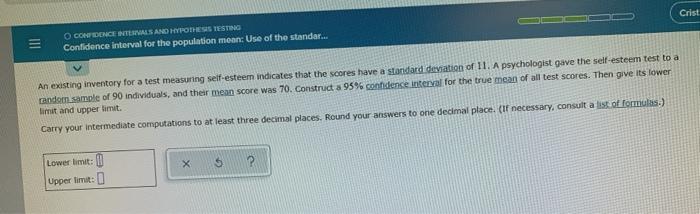 Solved Crist CONDENCE INTAMALS AND HYPOTHESIS TESTING | Chegg.com