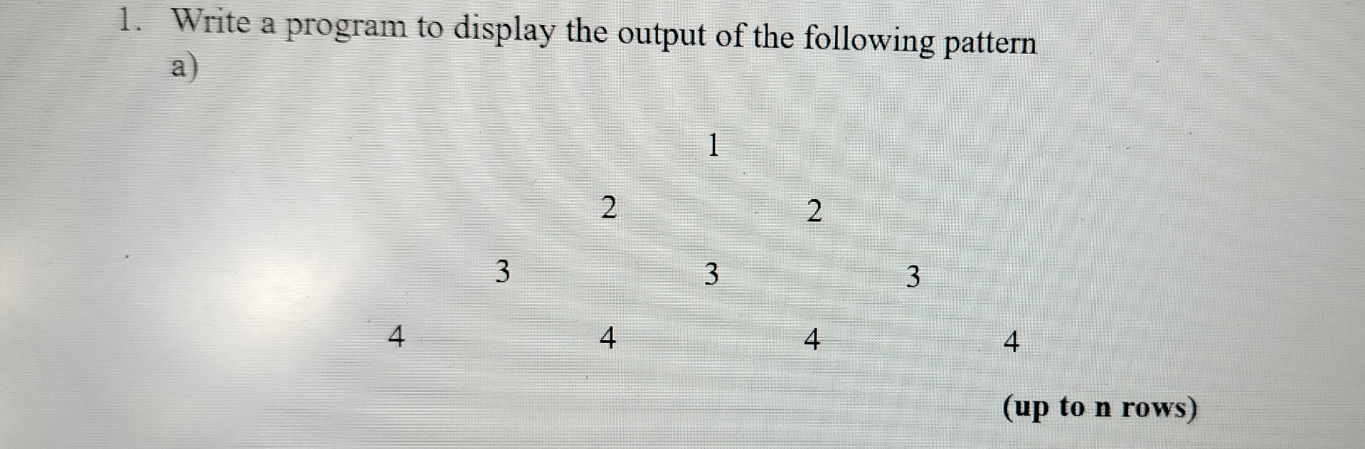 Solved Write a program to display the output of the | Chegg.com