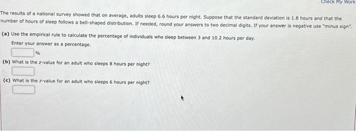 Solved The results of a national survey showed that on | Chegg.com