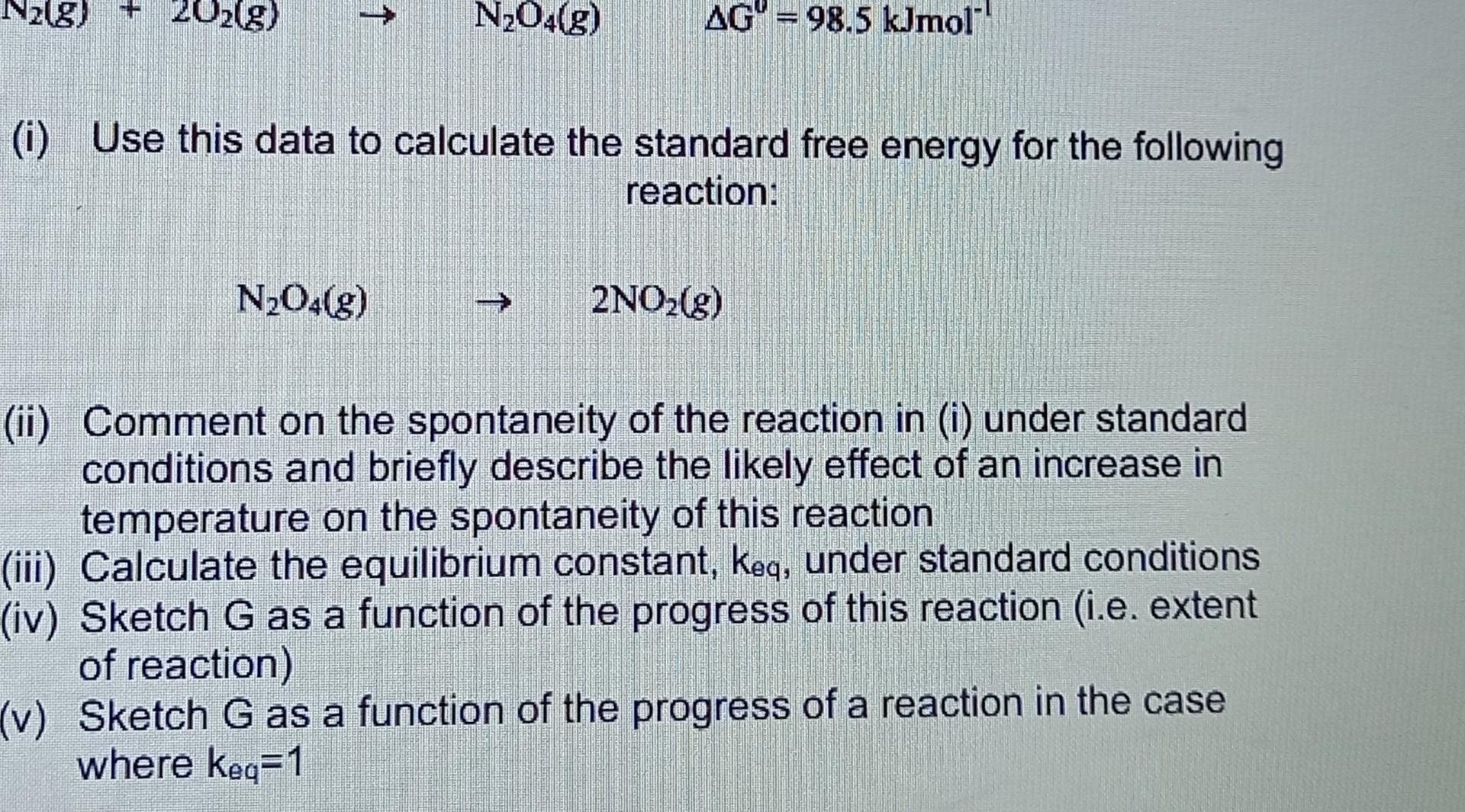 Solved (a) The standard free energies for the formation of | Chegg.com