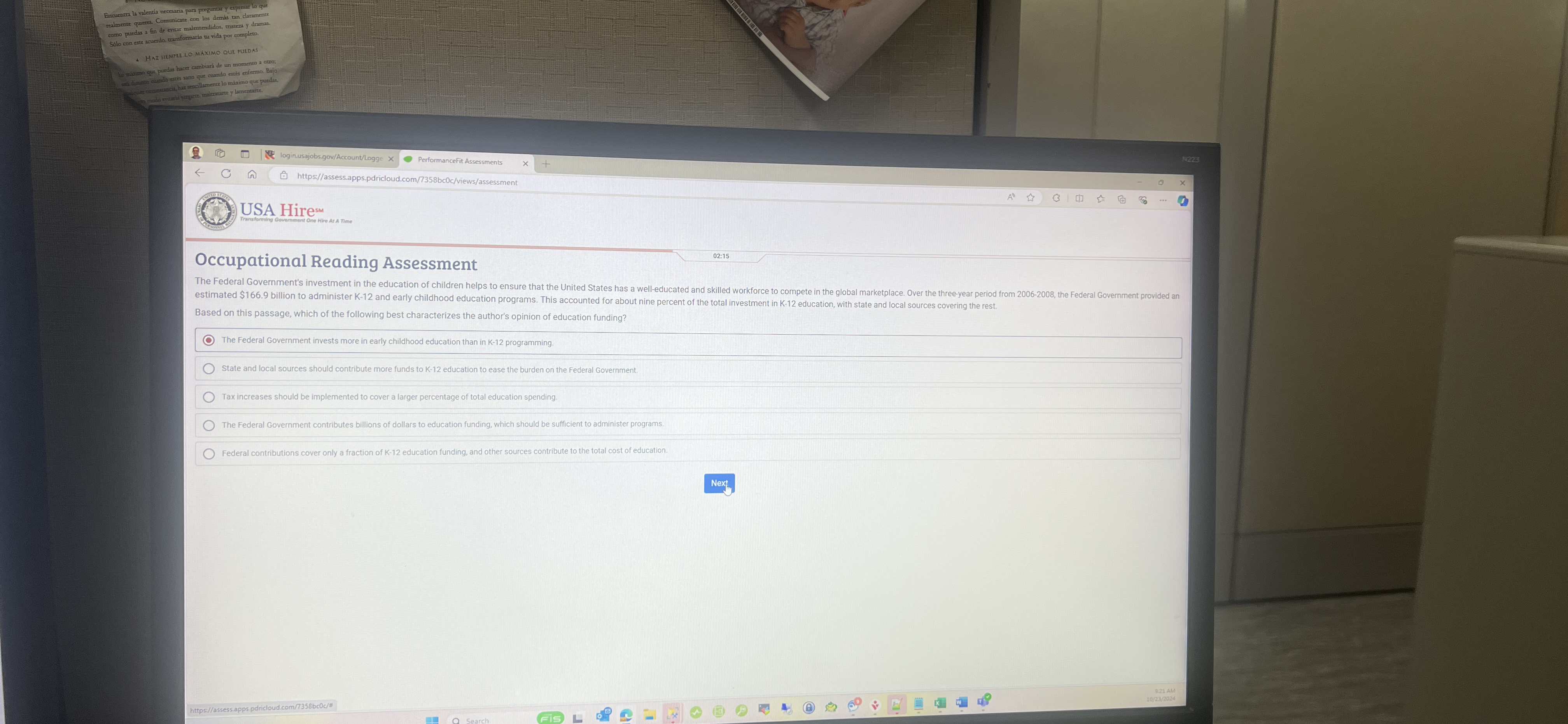 Solved Occupational Reading AssessmentThe Federal | Chegg.com