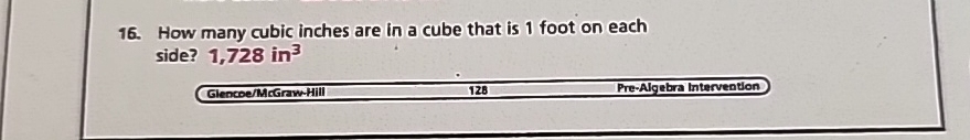 Cubic Inch Problem Solved How many cubic inches are in a cube that is 1 foot | Chegg.com