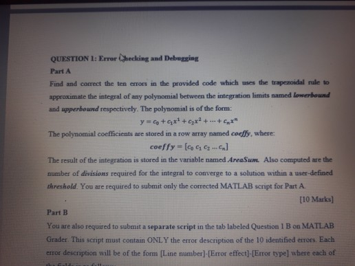 Solved QUESTION 1: Error Checking and Debugging Part A Find | Chegg.com