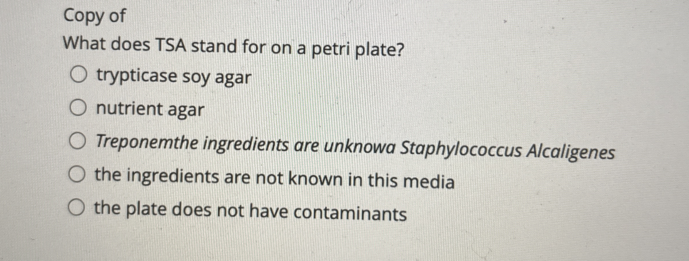 Solved Copy ofWhat does TSA stand for on a petri
