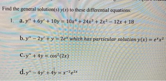 Solved please answer and show work for question 1 a through | Chegg.com