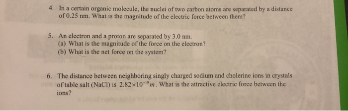 Solved 4. In a certain organic molecule, the nuclei of two | Chegg.com