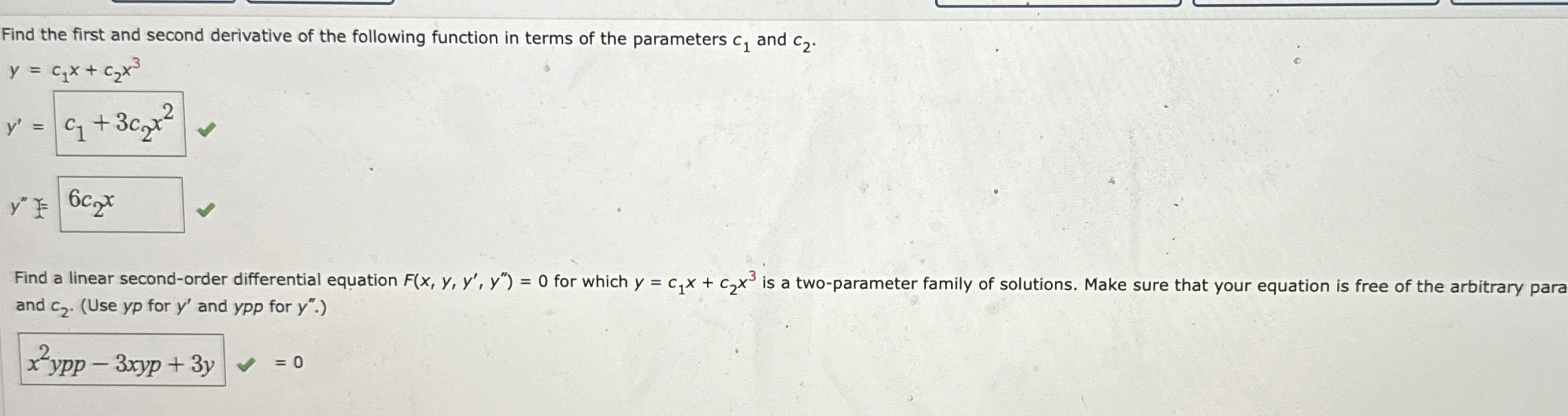 Solved Find the first and second derivative of the following | Chegg.com