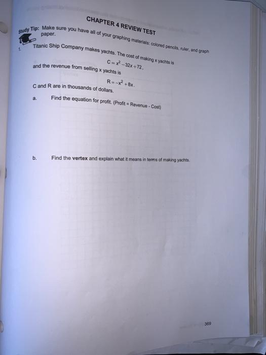Solved Study Tip: Make sure you have all of your graphing | Chegg.com