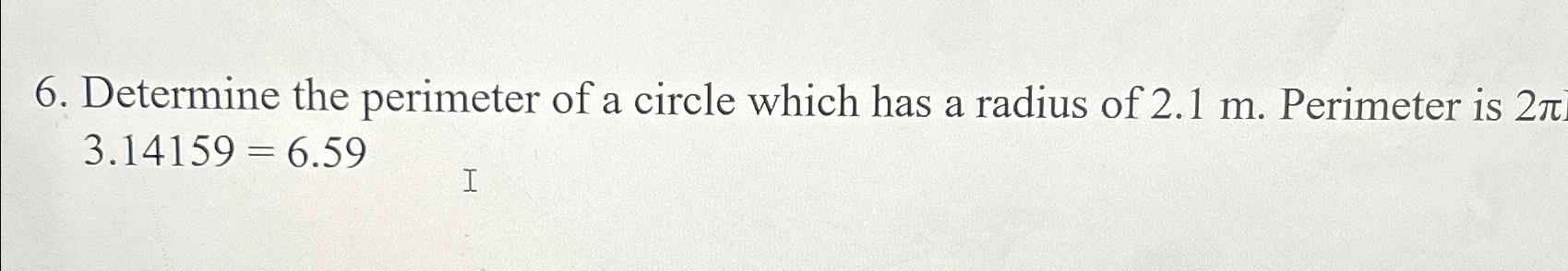 the perimeter of circle of radius 5.2