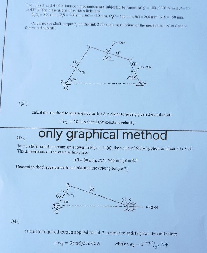 Solved The links 3 ﻿and 4 ﻿of a four-bar mechanism are | Chegg.com